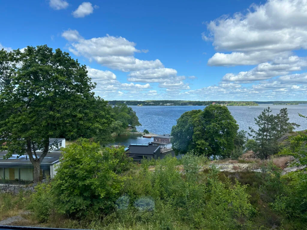 The view from Skepparholmen Nacka hotel room, the Velvet Atlas